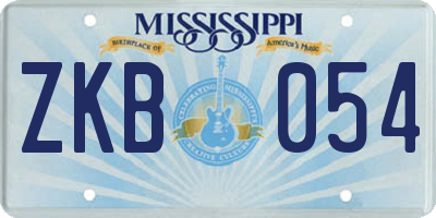 MS license plate ZKB054