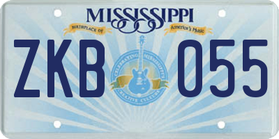 MS license plate ZKB055