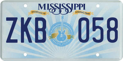 MS license plate ZKB058