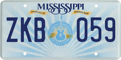 MS license plate ZKB059