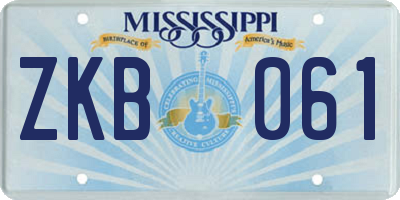MS license plate ZKB061