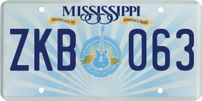 MS license plate ZKB063