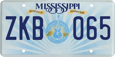 MS license plate ZKB065
