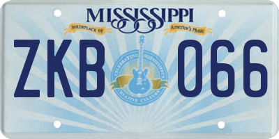 MS license plate ZKB066