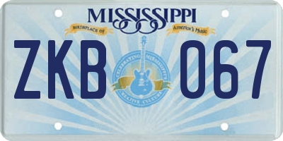 MS license plate ZKB067