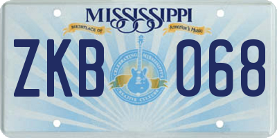 MS license plate ZKB068