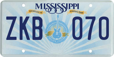 MS license plate ZKB070