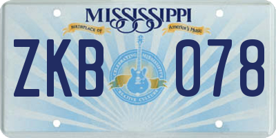 MS license plate ZKB078