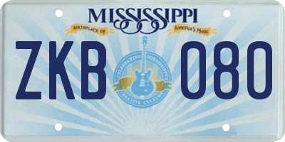 MS license plate ZKB080