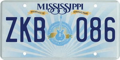 MS license plate ZKB086