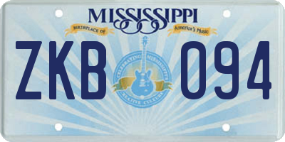 MS license plate ZKB094