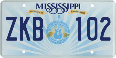 MS license plate ZKB102