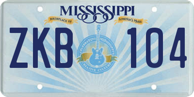 MS license plate ZKB104