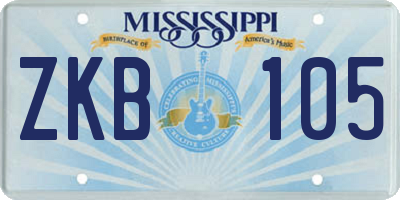 MS license plate ZKB105