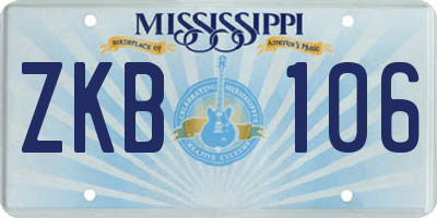 MS license plate ZKB106