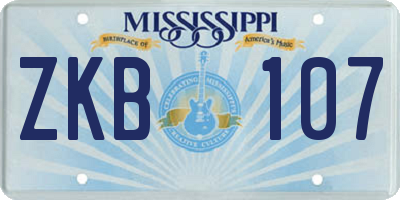 MS license plate ZKB107