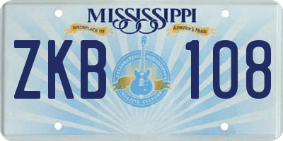 MS license plate ZKB108