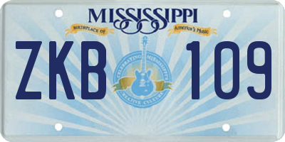 MS license plate ZKB109