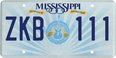 MS license plate ZKB111