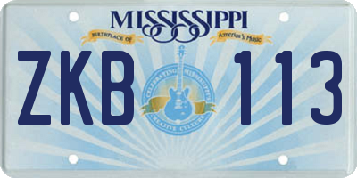 MS license plate ZKB113