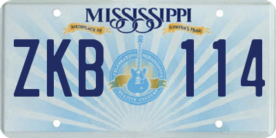 MS license plate ZKB114