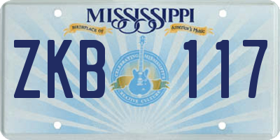 MS license plate ZKB117