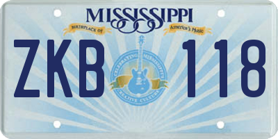 MS license plate ZKB118
