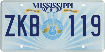 MS license plate ZKB119