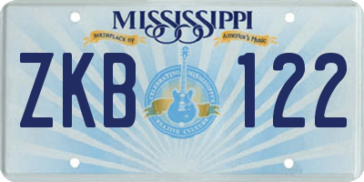 MS license plate ZKB122