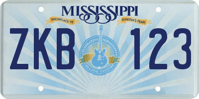 MS license plate ZKB123