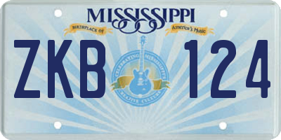 MS license plate ZKB124