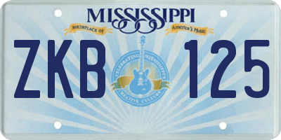 MS license plate ZKB125