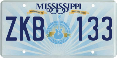 MS license plate ZKB133