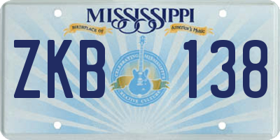 MS license plate ZKB138