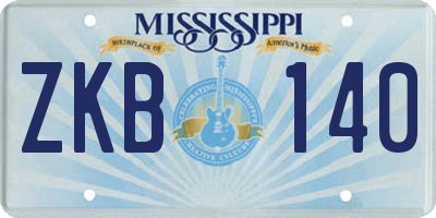 MS license plate ZKB140