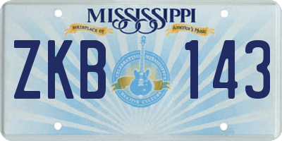 MS license plate ZKB143