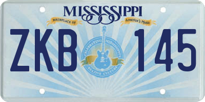 MS license plate ZKB145