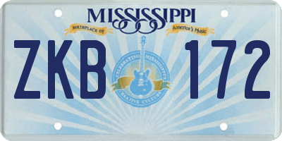 MS license plate ZKB172