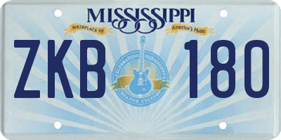 MS license plate ZKB180