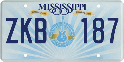 MS license plate ZKB187