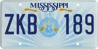 MS license plate ZKB189