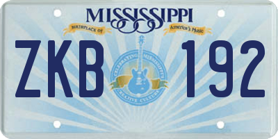 MS license plate ZKB192