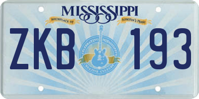 MS license plate ZKB193