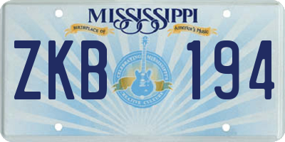 MS license plate ZKB194