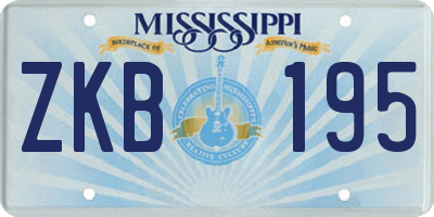 MS license plate ZKB195