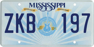 MS license plate ZKB197