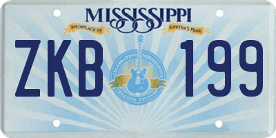 MS license plate ZKB199