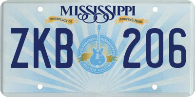 MS license plate ZKB206