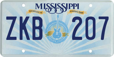 MS license plate ZKB207