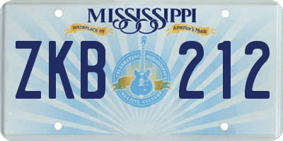 MS license plate ZKB212